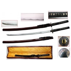 New Handmade Battle Ready Razor Sharp Japanese Samurai War Lord Oda Nobunaga Wakizashi Katana Sword with Display Case 